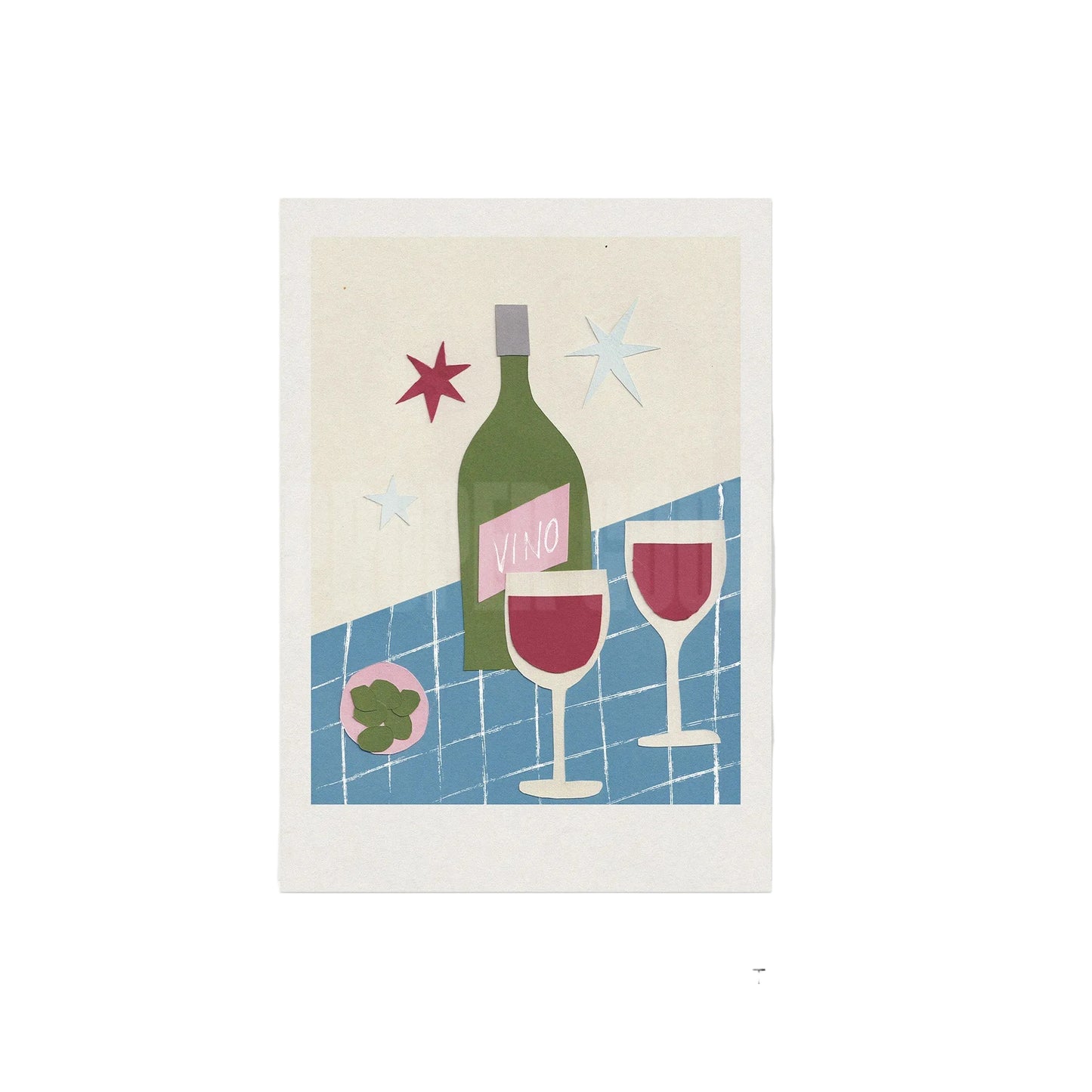 Wine Hand Collaged Print