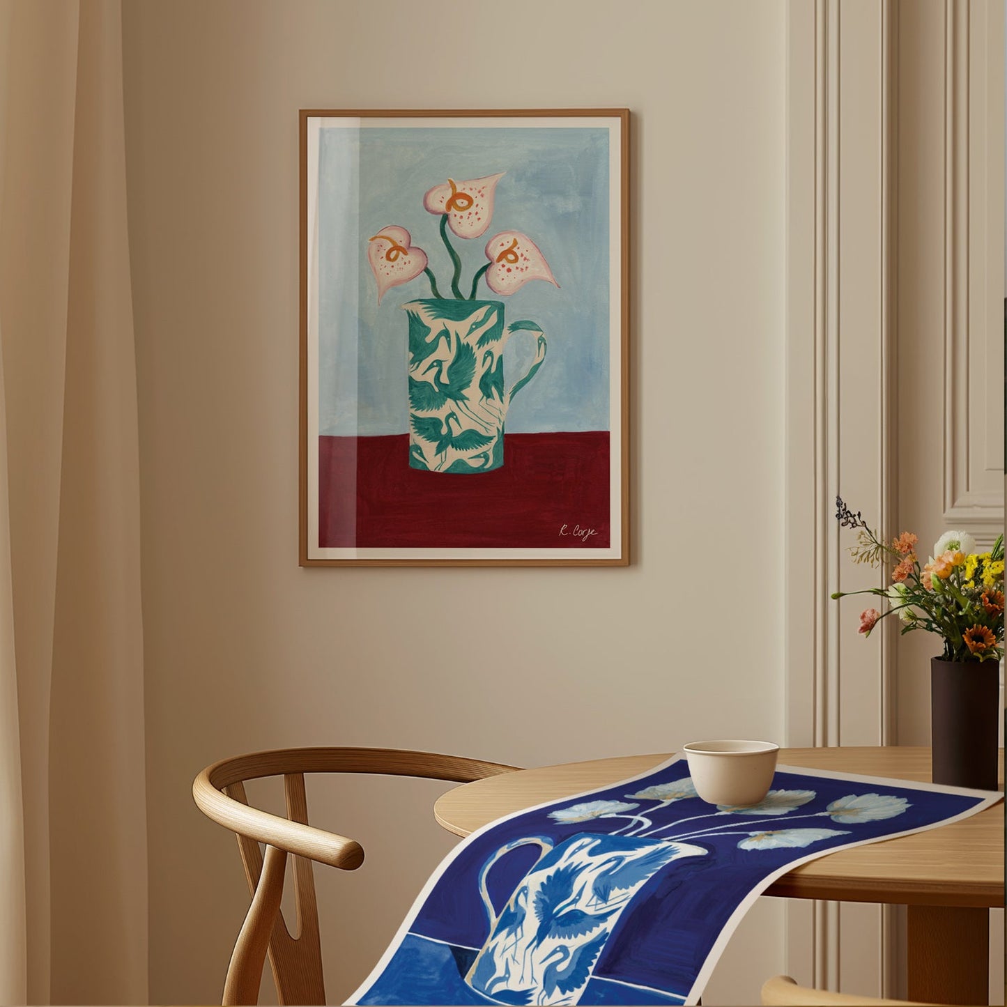 Teal Herons Jug Art Print