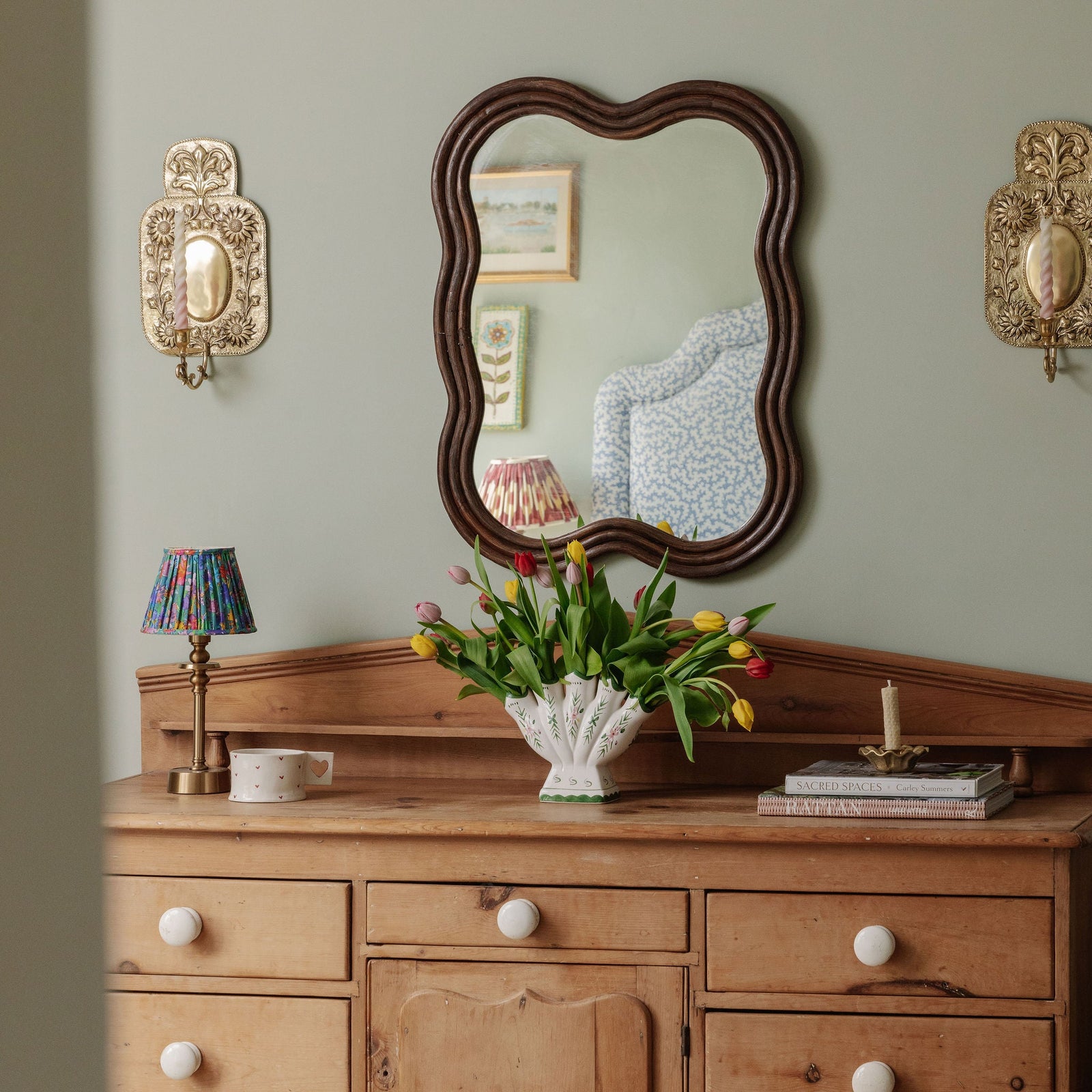 Wave Rattan Mirror, Large