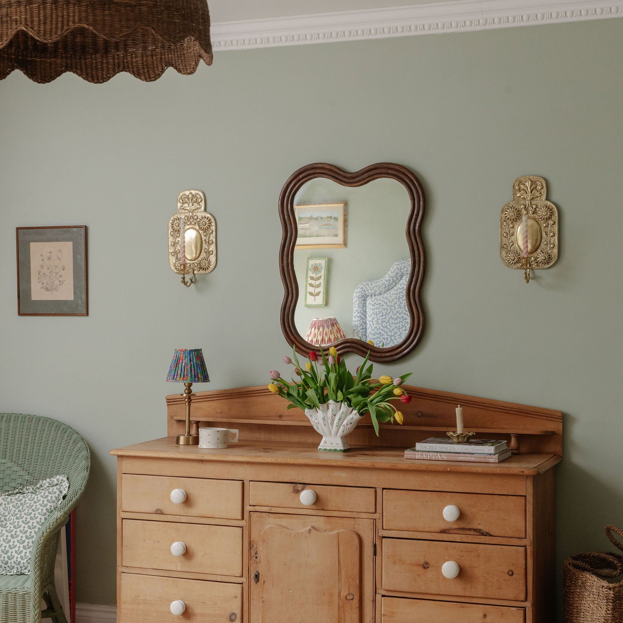 Wave Rattan Mirror, Large