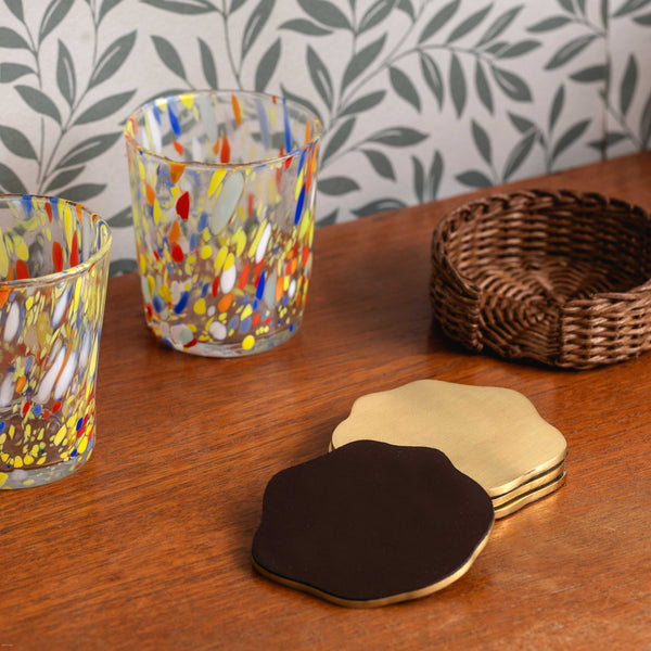 Wavy-Brass-coaster-with-rattan-holder-set