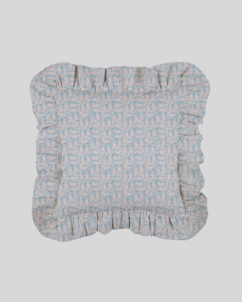 Weave Linen Ruffles Cushion Cover-Seafoam