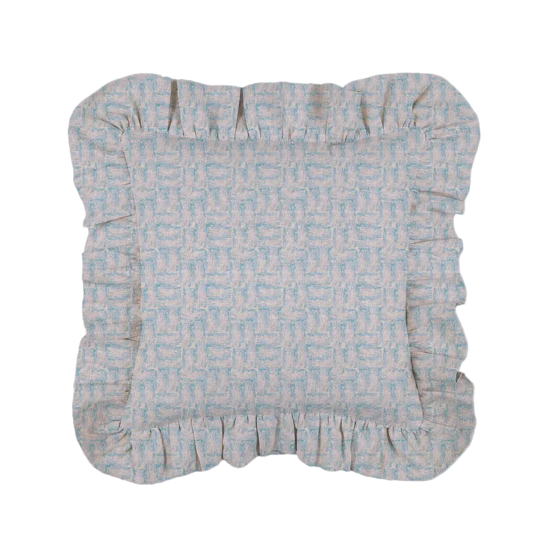 Weave Linen Ruffles Cushion Cover-Seafoam