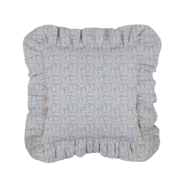 Weave Linen Ruffles Cushion Cover-Seafoam