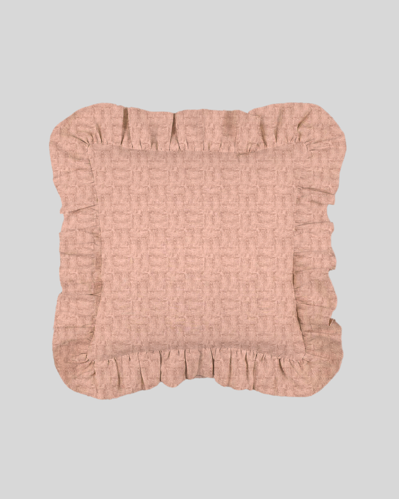 Weave Linen Ruffles Cushion Cover-Powder