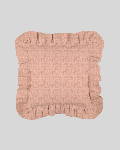 Weave Linen Ruffles Cushion Cover-Powder