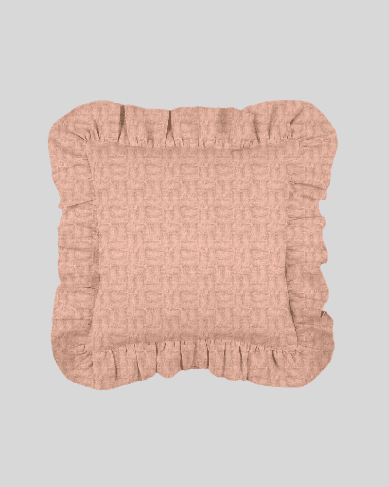 Linen ruffle cushion cover