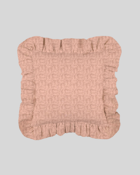 Weave Linen Ruffles Cushion Cover-Powder