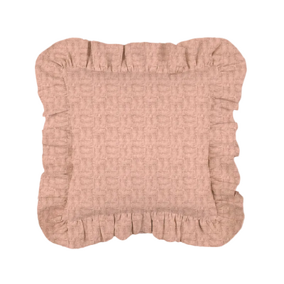 Weave Linen Ruffles Cushion Cover-Powder