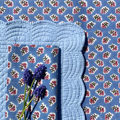Blue Floral Blockprinted napkins