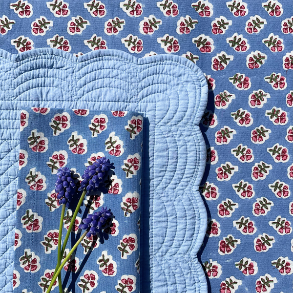 Blue Floral Blockprinted napkins