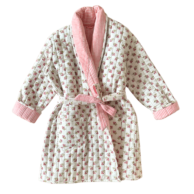 Pink Floral Quilted Childrens Dressing Gown