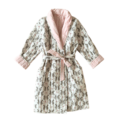 Pink Bunny Quilted Childrens Dressing Gown