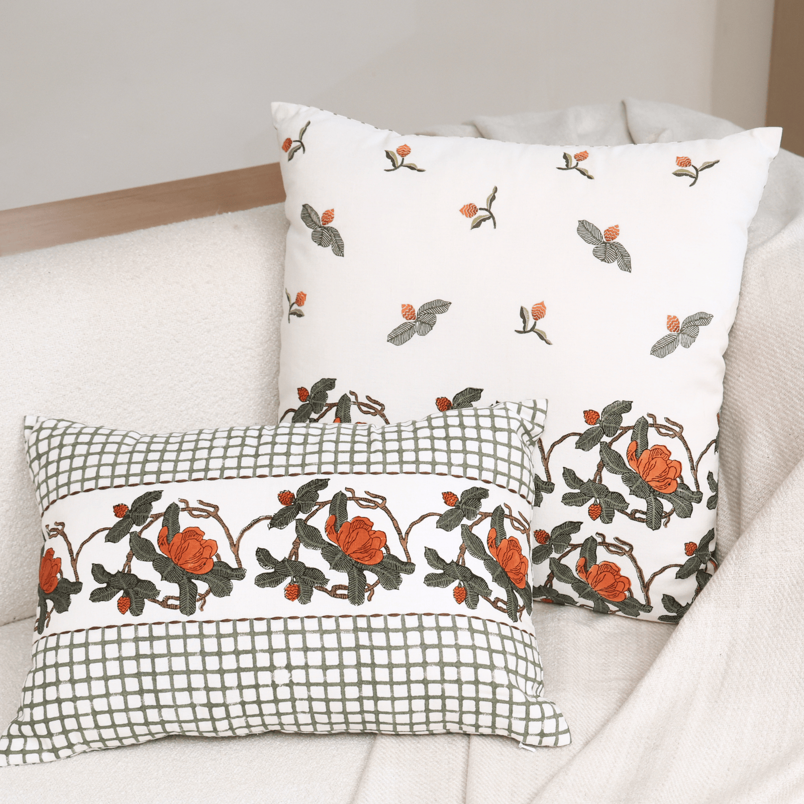 Block Printed Kaleido Pillow Cover 14" x 20"