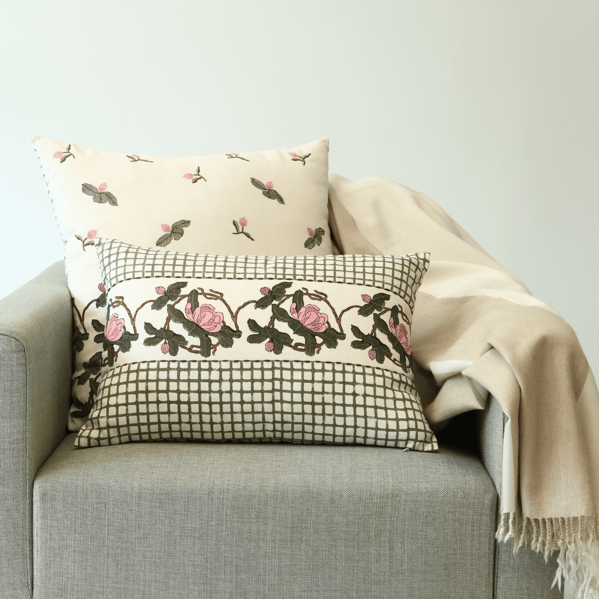 Block Printed Kaleido Pillow Cover 14" x 20"