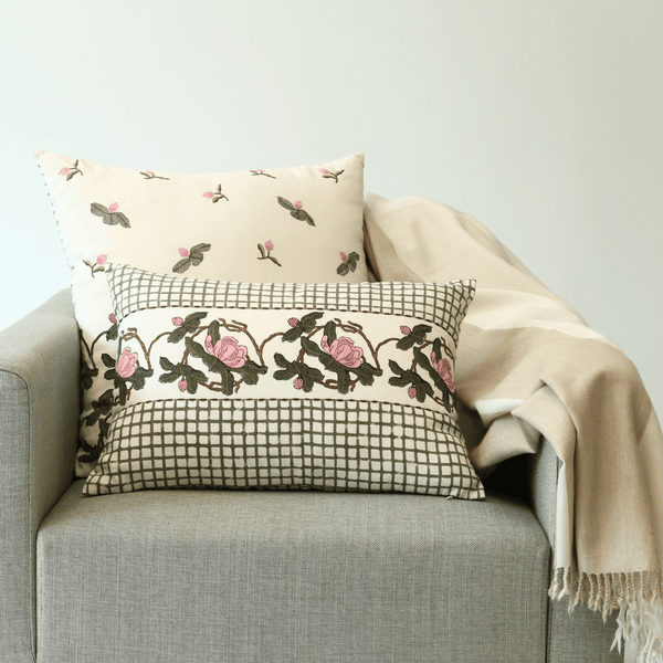 Block Printed Kaleido Pillow Cover 14" x 20"