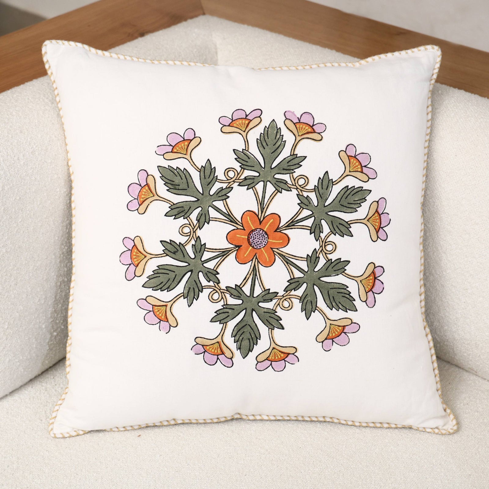 Block Printed Kaleido Pillow Cover 20" x 20"