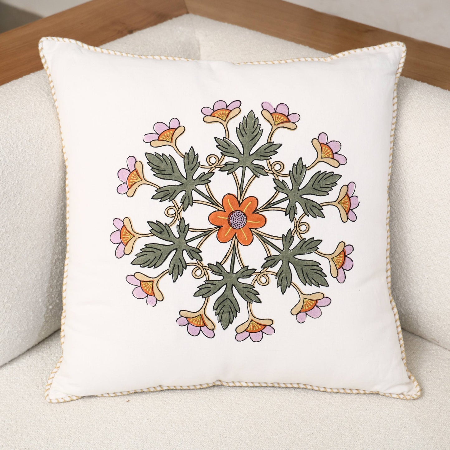 Block Printed Kaleido Pillow Cover 20" x 20"