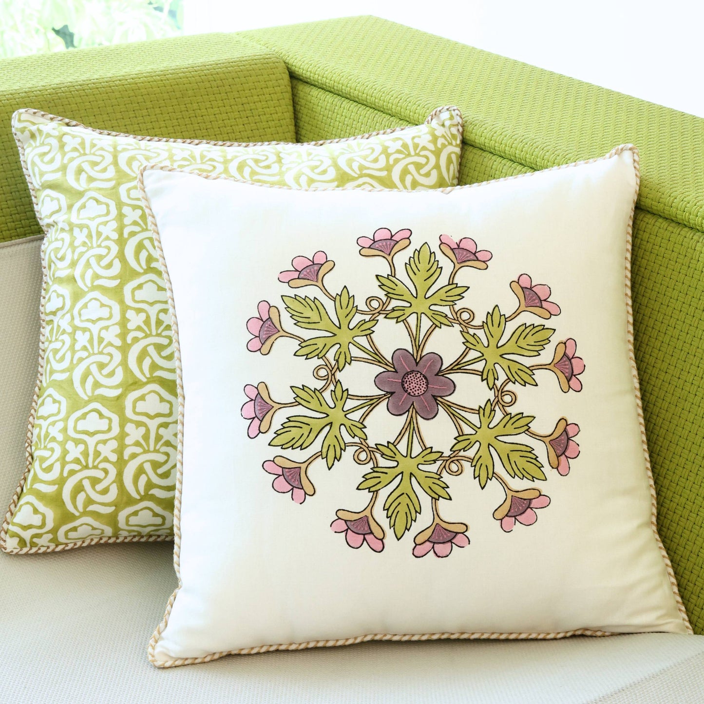 Block Printed Kaleido Pillow Cover 20" x 20"