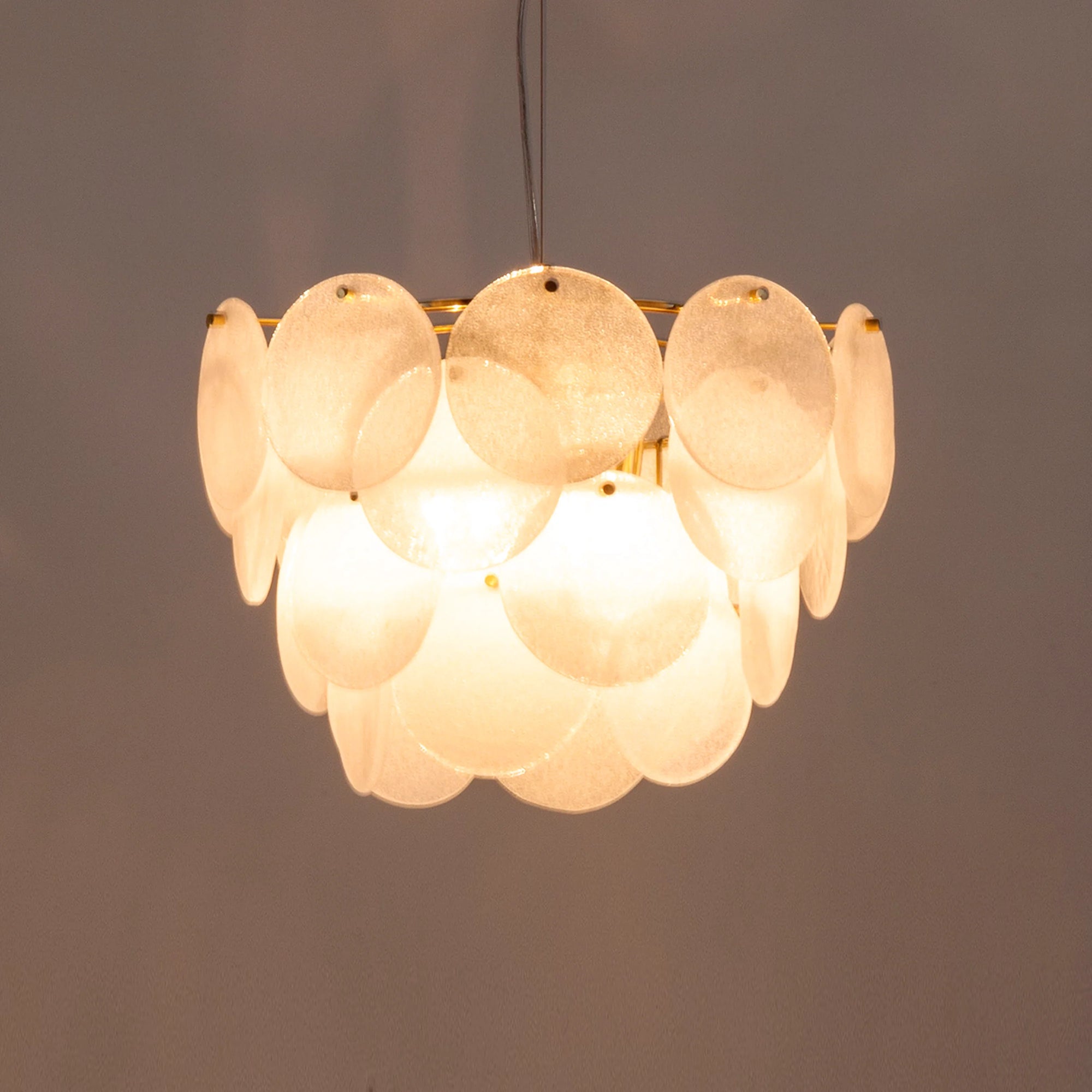White glass disk chandelier ceiling light