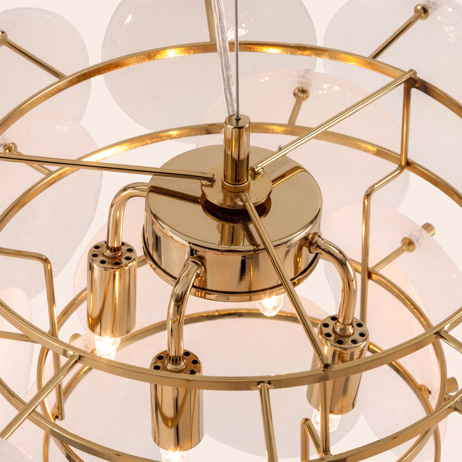 White glass disk chandelier ceiling light