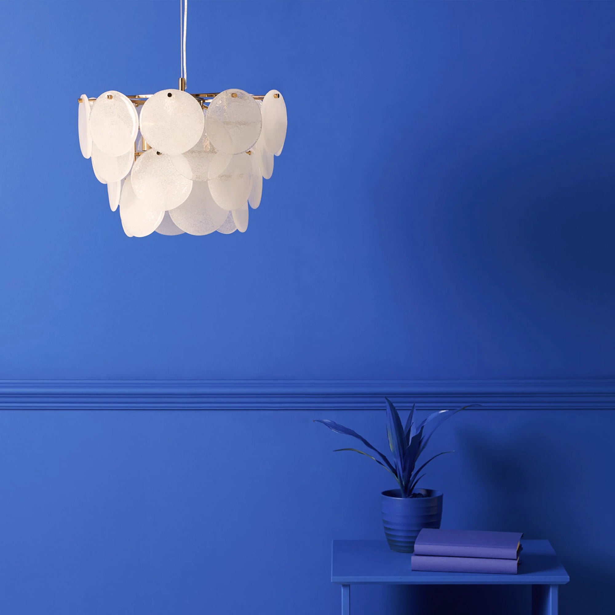 White glass disk chandelier ceiling light