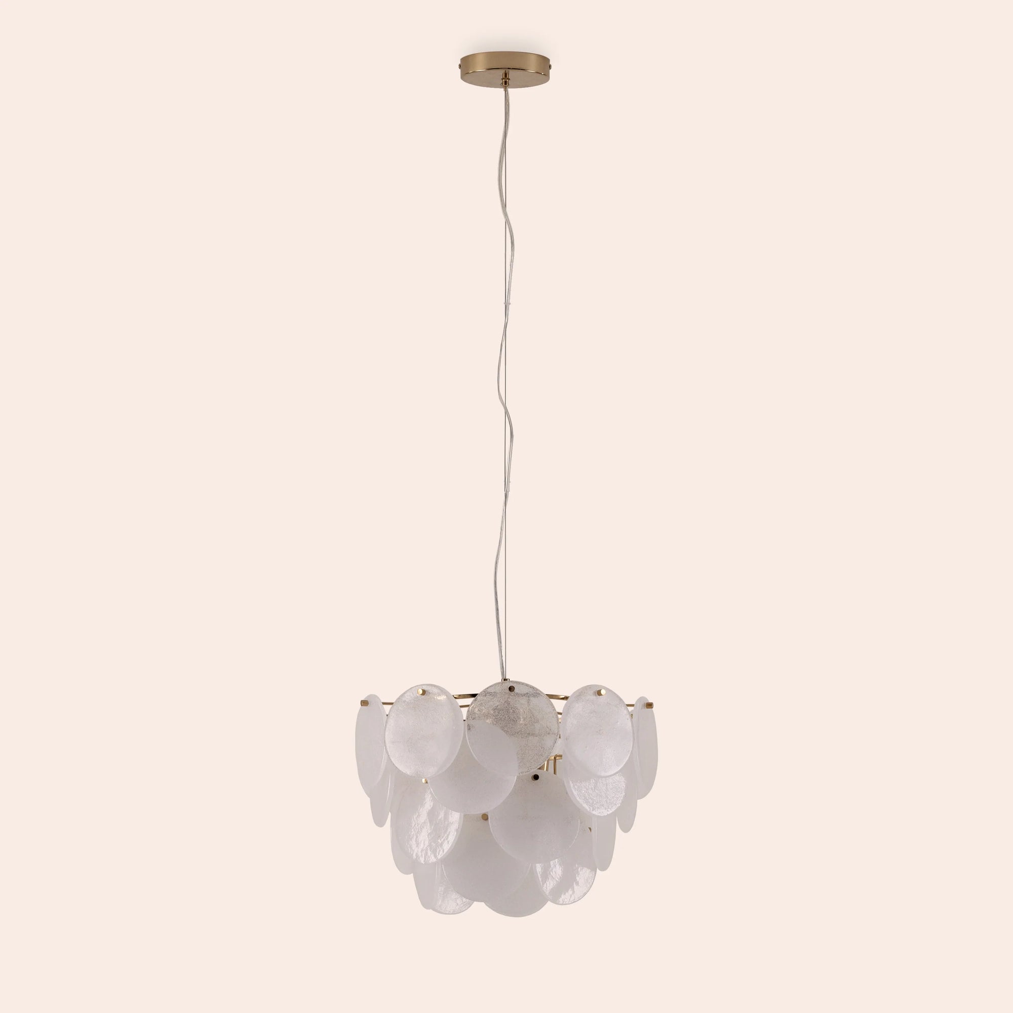 White glass disk chandelier ceiling light
