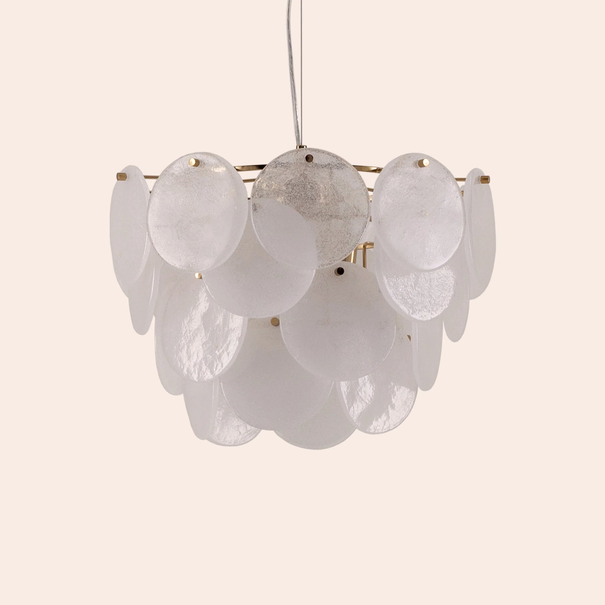 White glass disk chandelier ceiling light