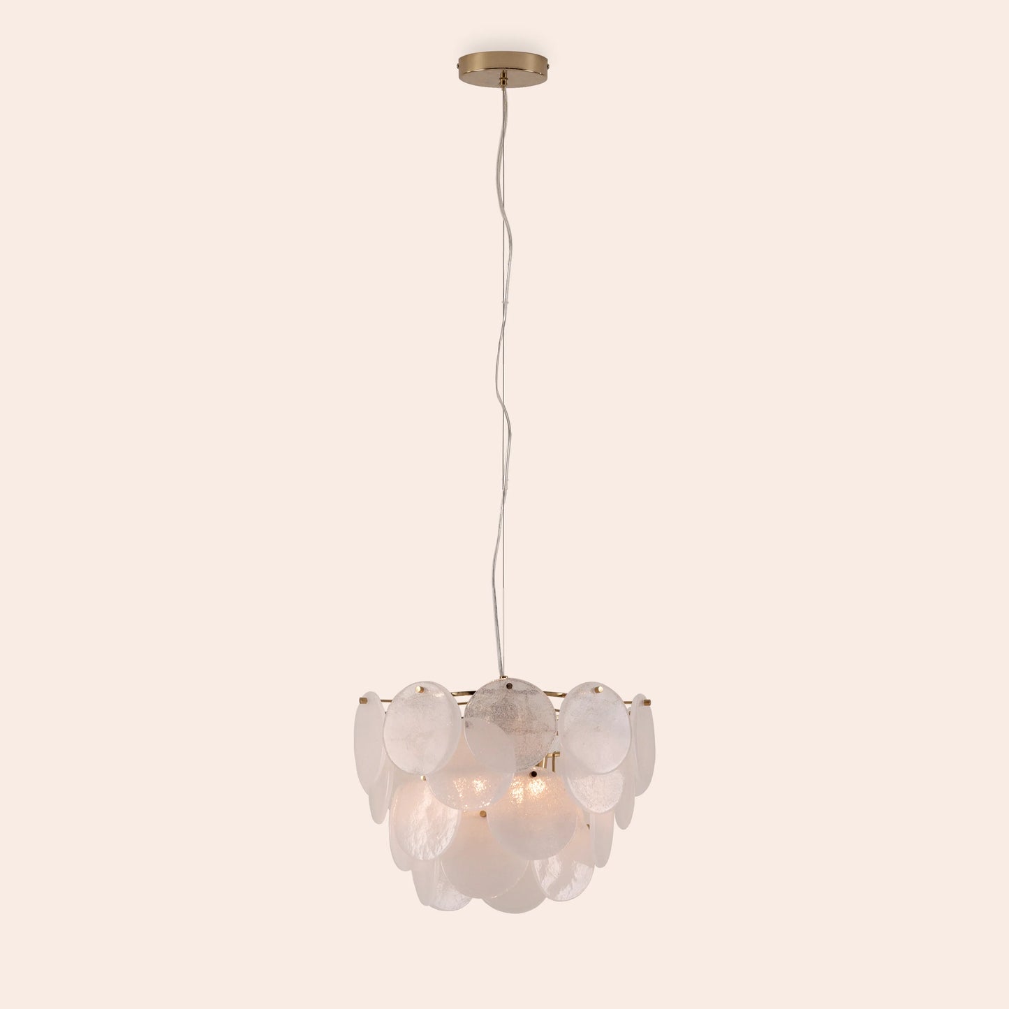 White glass disk chandelier ceiling light