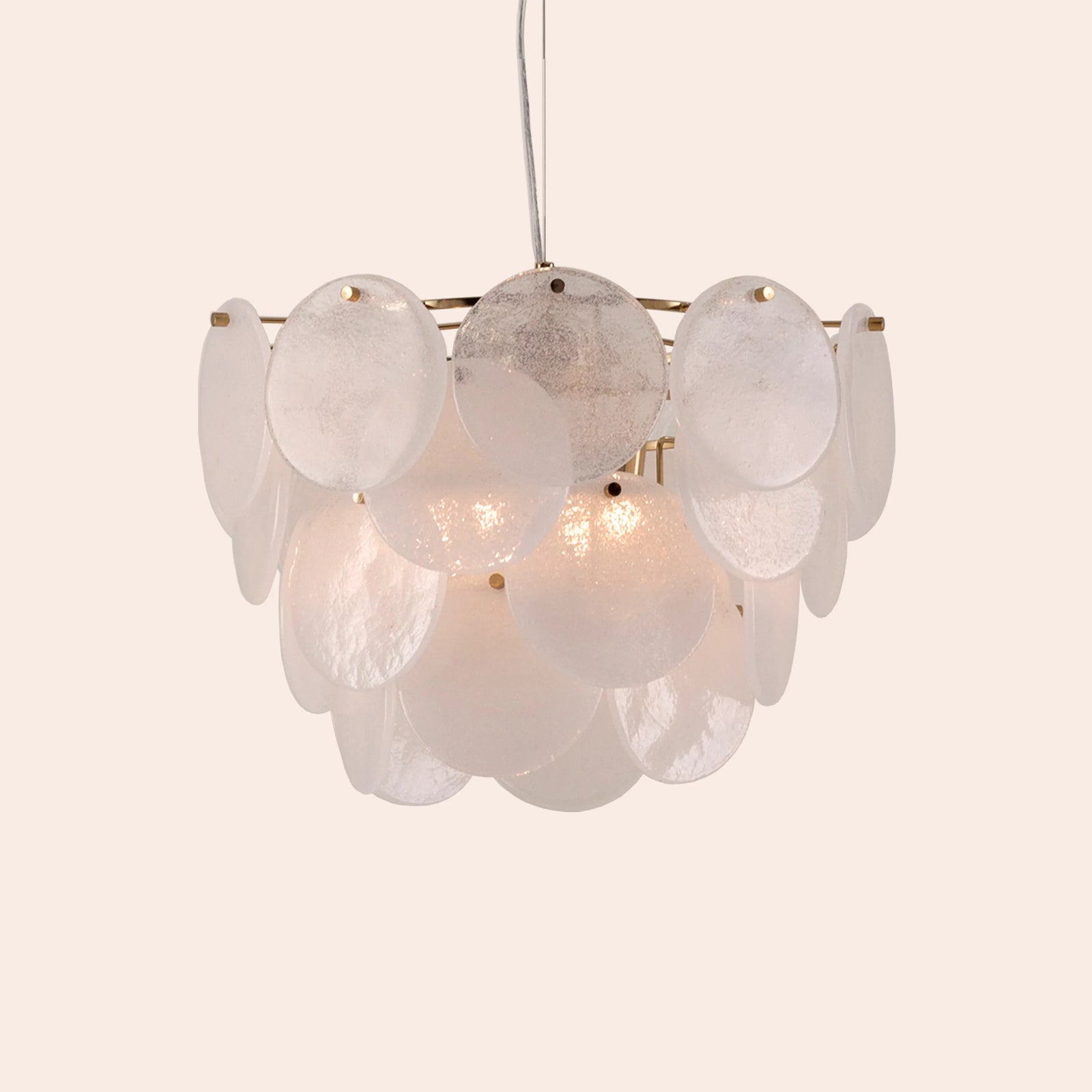 White glass disk chandelier ceiling light