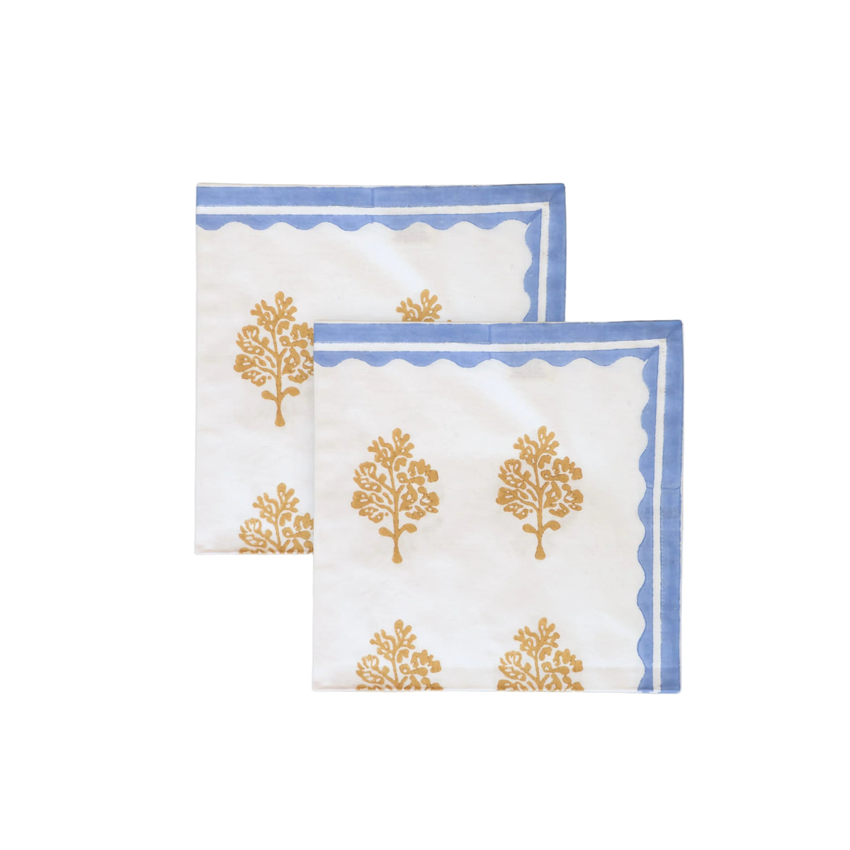 Sara - Pure Cotton Table Napkin Set of 2 - Pastel Blue & Butter Yellow