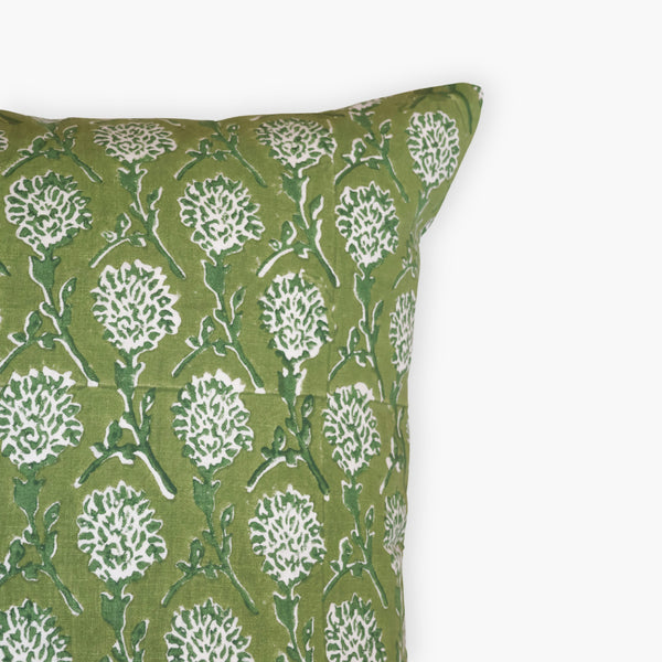 Nikhar Pure Linen Throw Pillow Cover - Fern Green