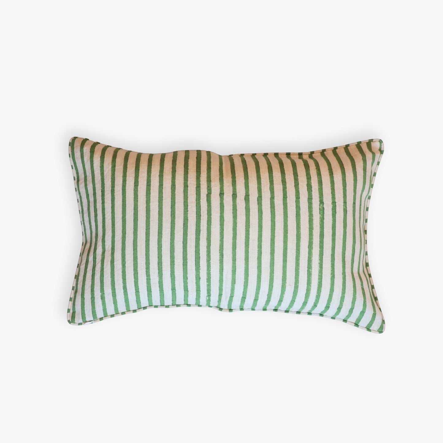 Neera Lumbar Hand-Printed Pillow Cover - Fern Green