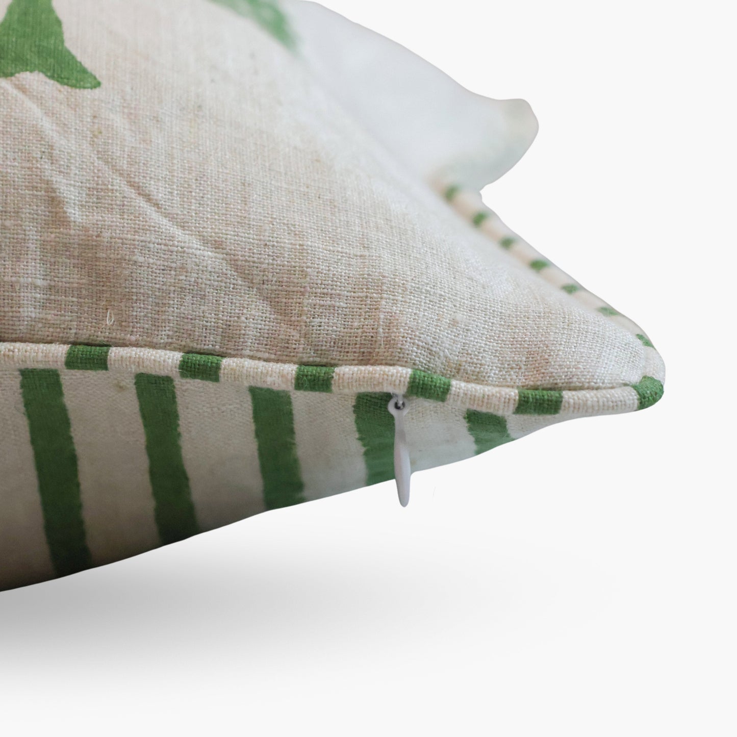 Neera Lumbar Hand-Printed Pillow Cover - Fern Green