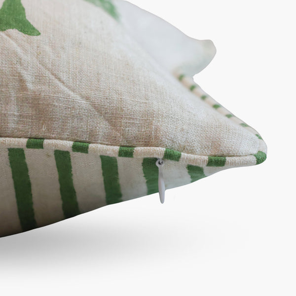 Neera Lumbar Hand-Printed Pillow Cover - Fern Green