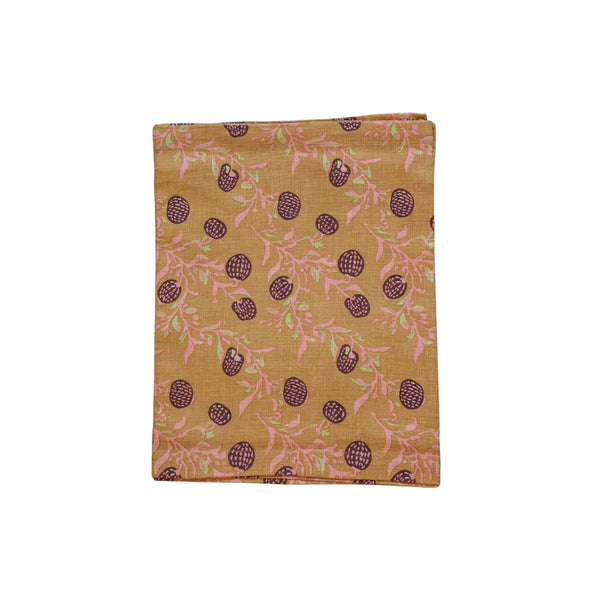 Rasa - Pure Linen Hand-Printed Table Runner - Biscuit Brown