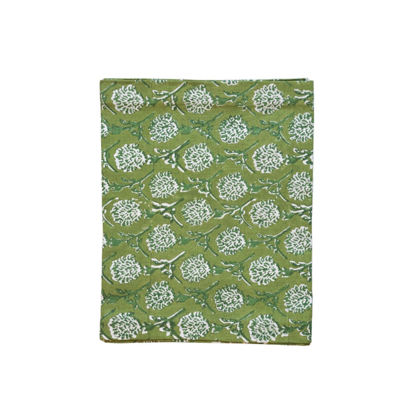Nikhar Pure Linen Hand-Printed Table Runner - Fern Green