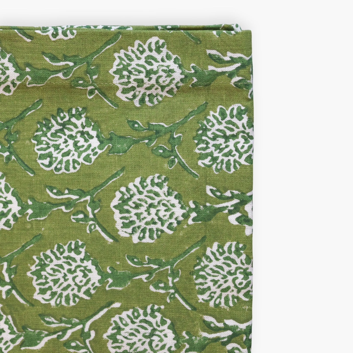 Nikhar Pure Linen Hand-Printed Table Runner - Fern Green