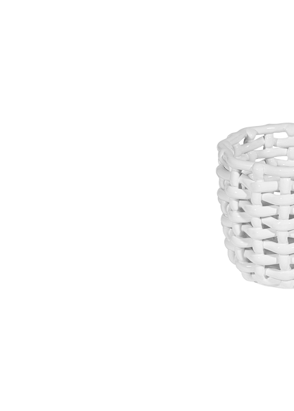 White Basketweave Planter
