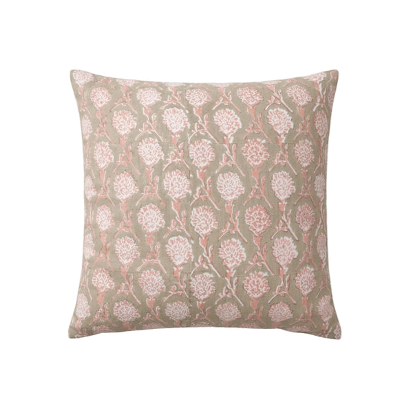 Nikhar Pure Linen Throw Pillow Cover - Gray & Dusty Pink