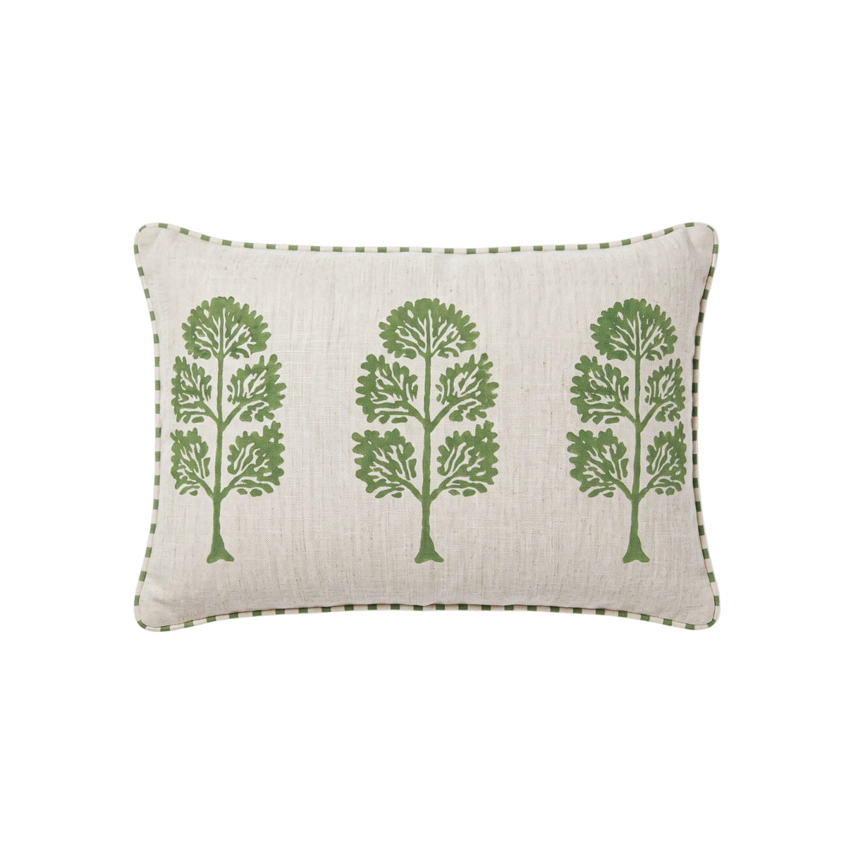 Neera Lumbar Hand-Printed Pillow Cover - Fern Green