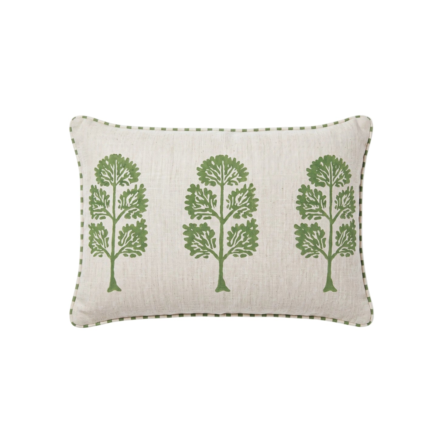 Neera Lumbar Hand-Printed Pillow Cover - Fern Green