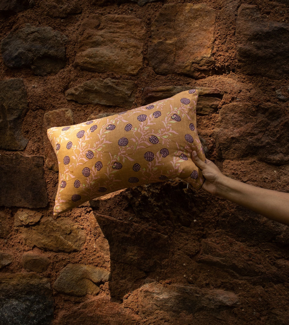 Rasa - Lumbar Pure Linen Throw Pillow Cover - Biscuit Brown