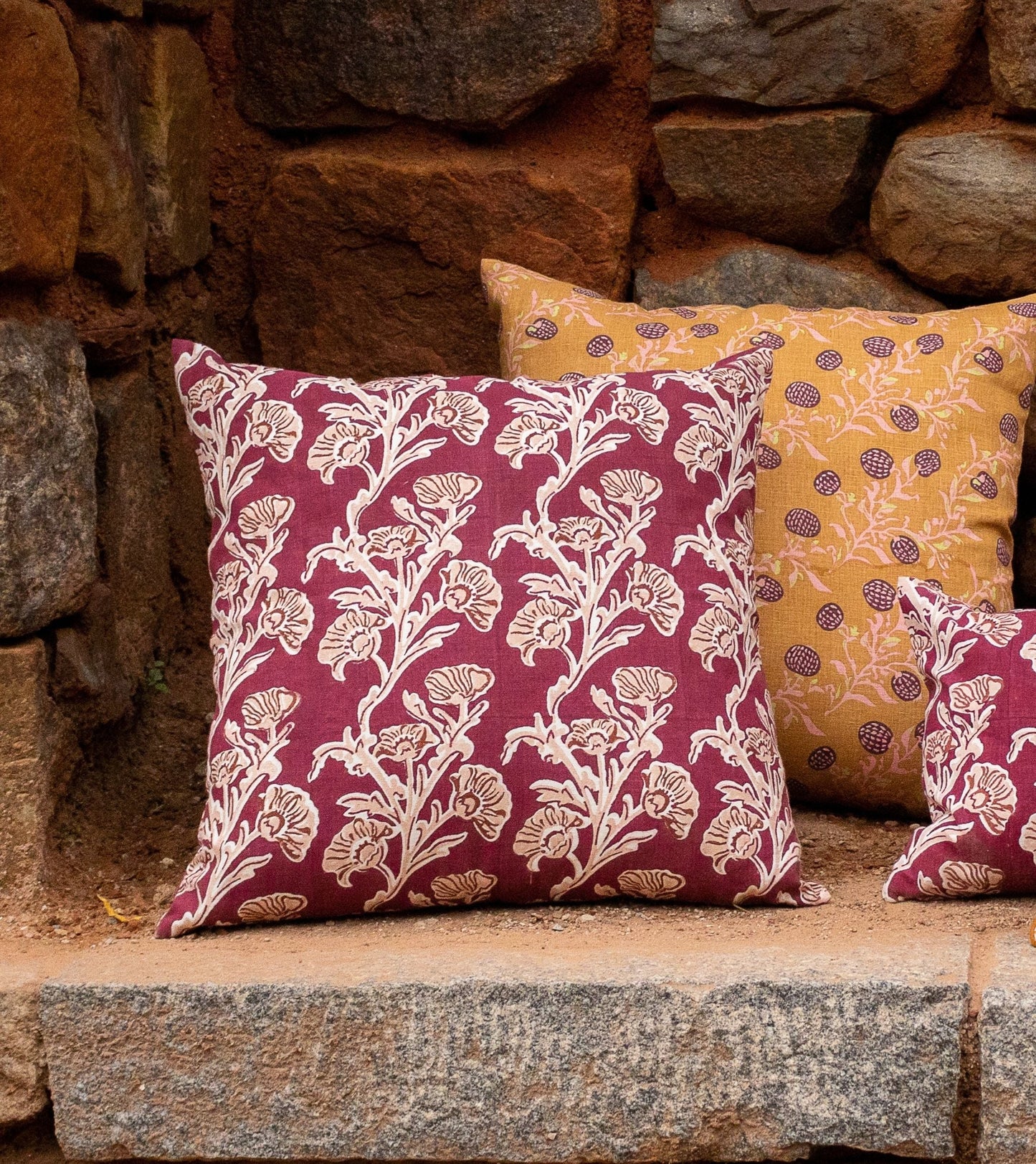 Bella Throw Pillow Cover - Wine Red