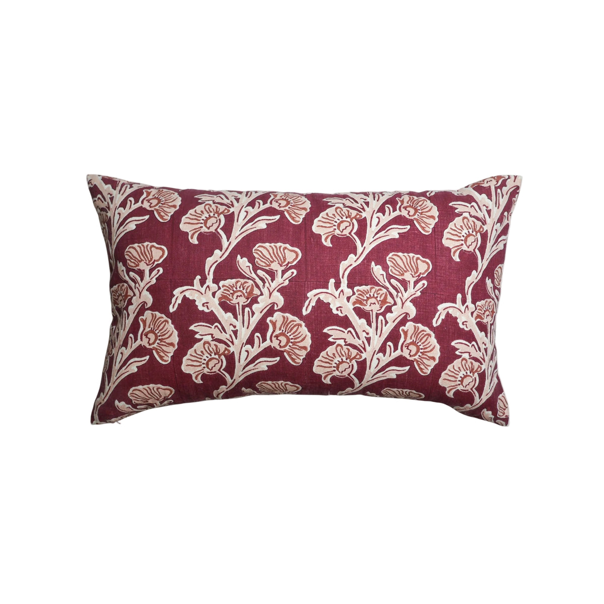 Bella Lumbar Throw Pillow Cover - Wine Red