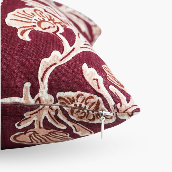 Bella Lumbar Throw Pillow Cover - Wine Red