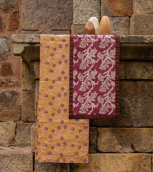 Rasa - Pure Linen Hand-Printed Table Runner - Biscuit Brown
