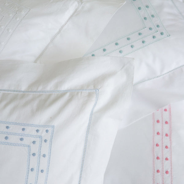 Cotton White Matilda Square Pillowcase
with hand embroidered design