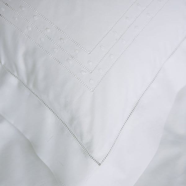 Cotton White Matilda Super King Pillowcase with hand embroidered design
