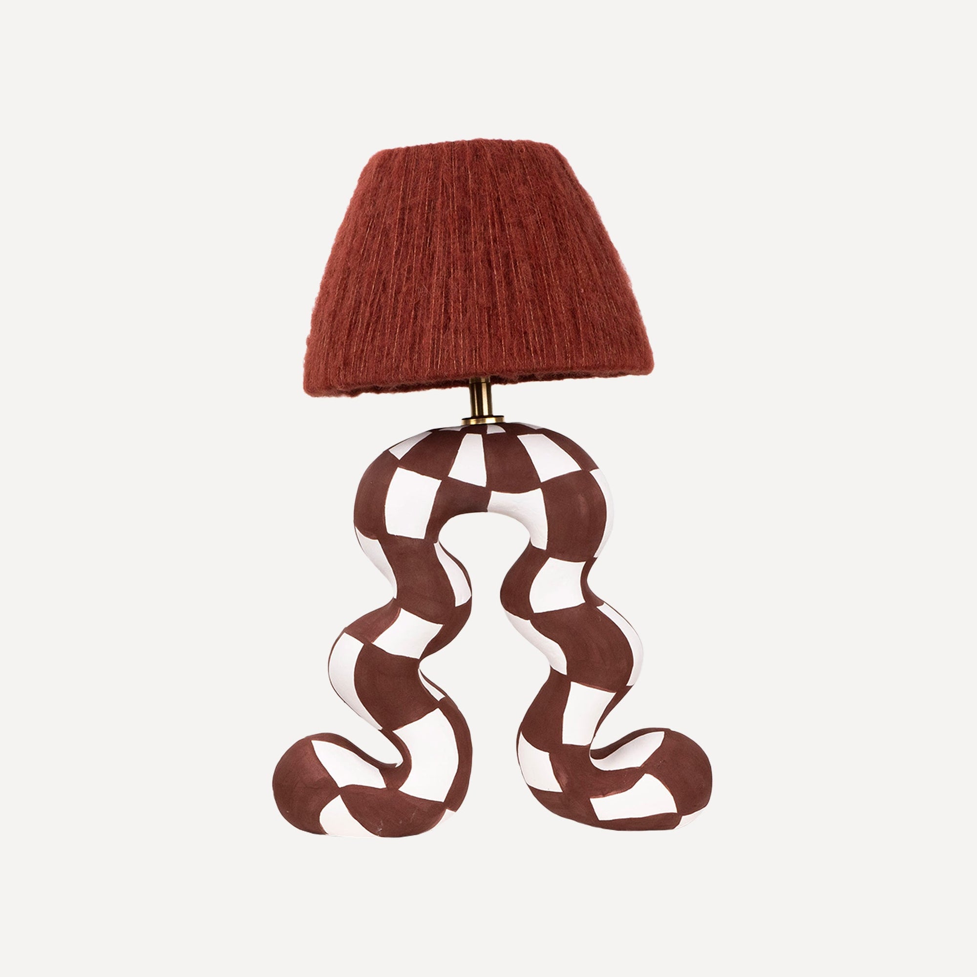 'Wiggle' Table Lamp - Brown & White Checkerboard
